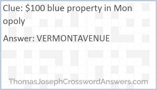 $100 blue property in Monopoly Answer