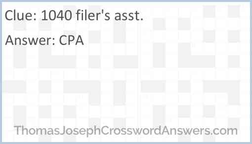 1040 filer's asst. Answer