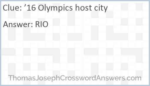 ’16 Olympics host city Answer