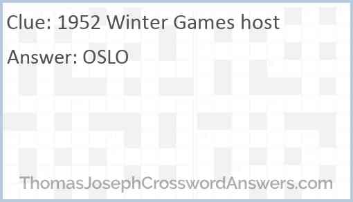 1952 Winter Games host Answer