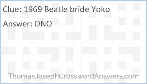 1969 Beatle bride Yoko Answer