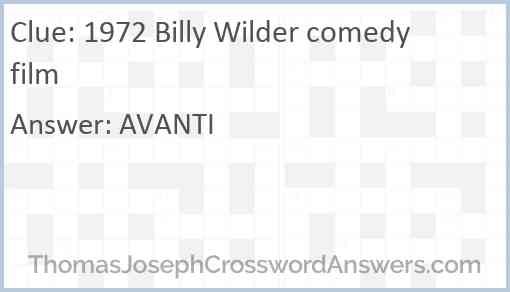 1972 Billy Wilder comedy film Answer