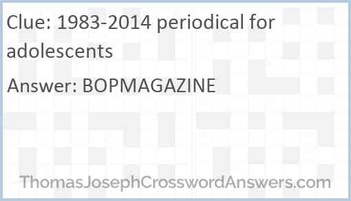 1983-2014 periodical for adolescents Answer