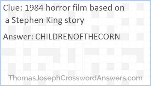 1984 horror film based on a Stephen King story Answer