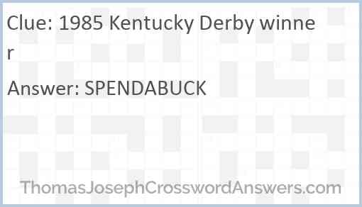 1985 Kentucky Derby winner Answer