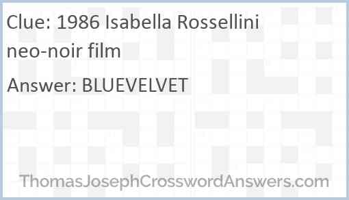 1986 Isabella Rossellini neo-noir film Answer