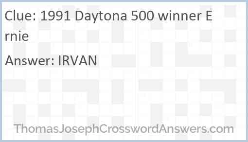 1991 Daytona 500 winner Ernie Answer