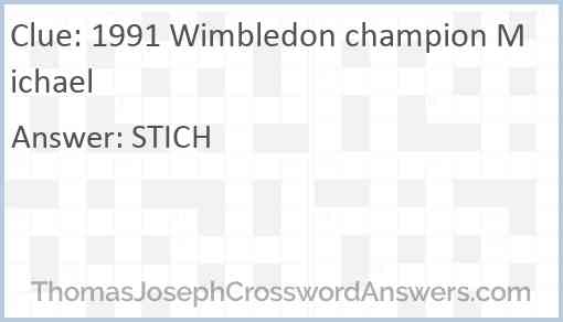 1991 Wimbledon champion Michael Answer