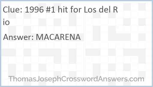 1996 #1 hit for Los del Rio Answer