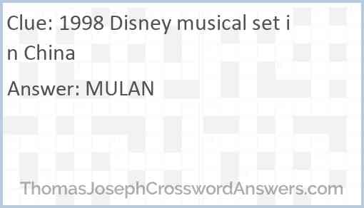 1998 Disney musical set in China Answer