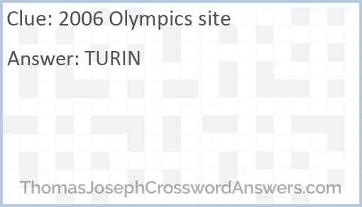 2006 Olympics site Answer