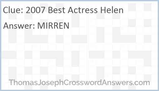 2007 Best Actress Helen Answer