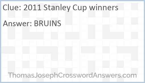 2011 Stanley Cup winners Answer