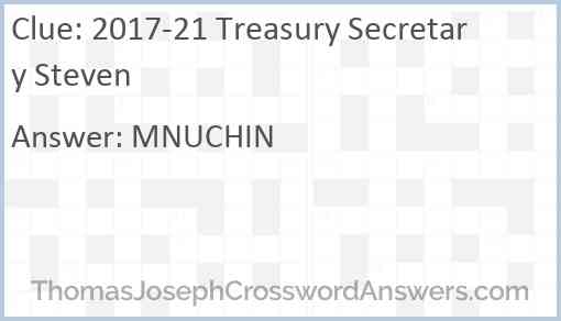 2017-21 Treasury Secretary Steven Answer