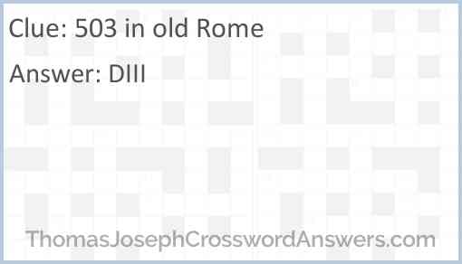 503 in old Rome Answer
