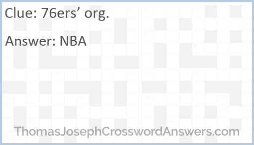 76ers’ org. Answer