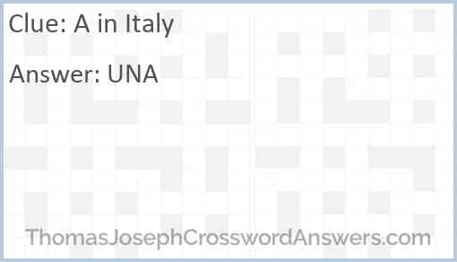 A in Italy Answer