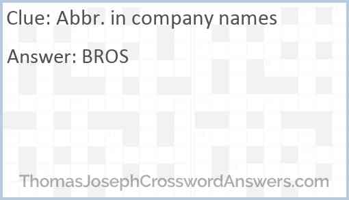 Abbr. in company names Answer