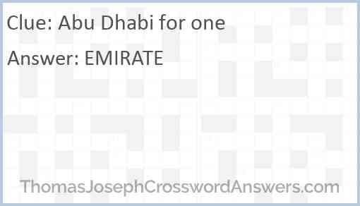 Abu Dhabi for one Answer