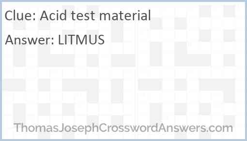 Acid test material Answer