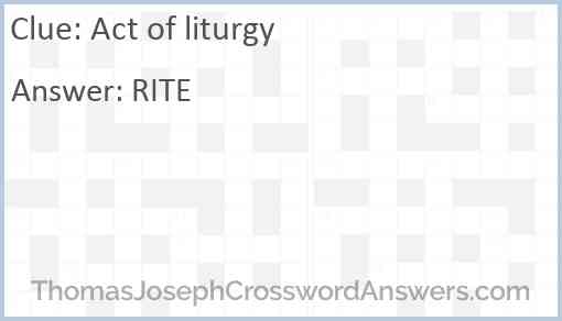 Act of liturgy Answer