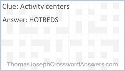 Activity centers Answer