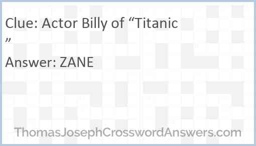 Actor Billy of “Titanic” Answer