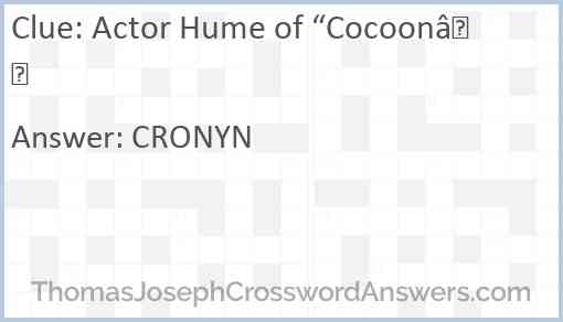 Actor Hume of “Cocoon” Answer