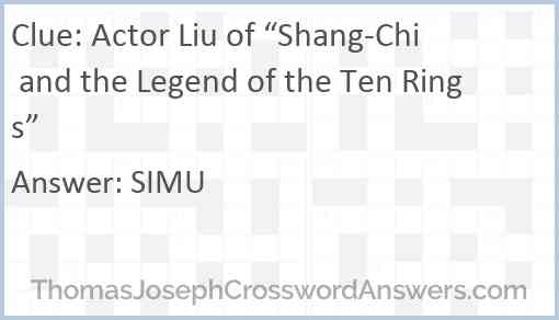 Actor Liu of “Shang-Chi and the Legend of the Ten Rings” Answer