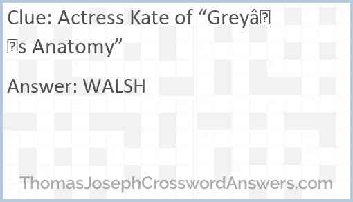 Actress Kate of “Grey’s Anatomy” Answer