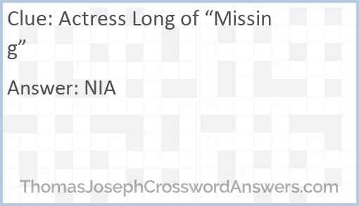 Actress Long of “Missing” Answer