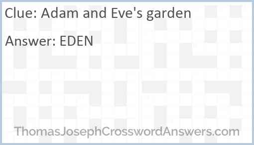 Adam and Eve's garden Answer