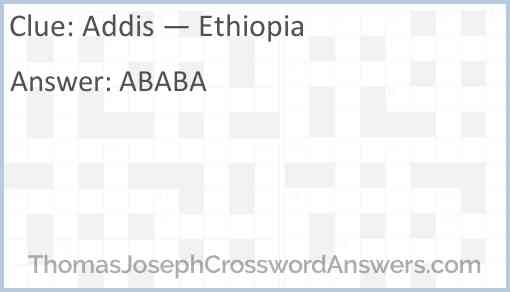 Addis — Ethiopia Answer