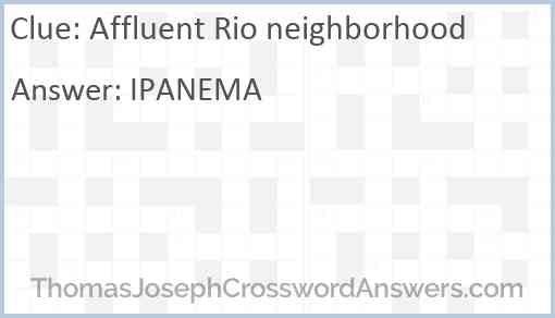 Affluent Rio neighborhood Answer