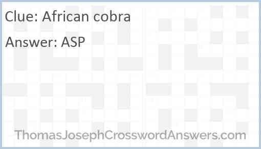 African cobra Answer