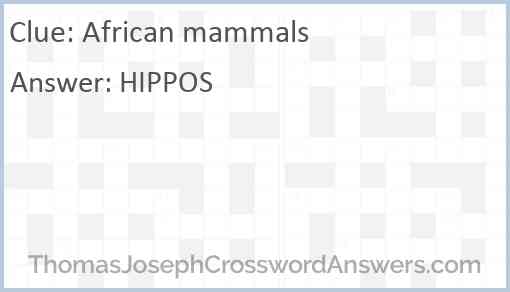 African mammals Answer