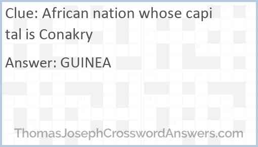 African nation whose capital is Conakry Answer