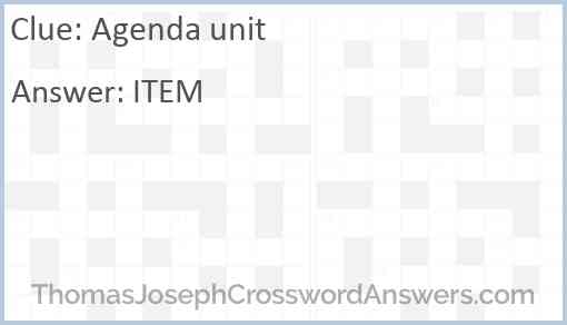 Agenda unit Answer