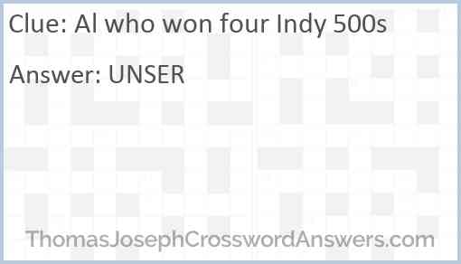 Al who won four Indy 500s Answer