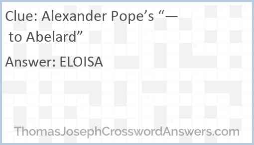 Alexander Pope’s “— to Abelard” Answer