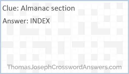 Almanac section Answer