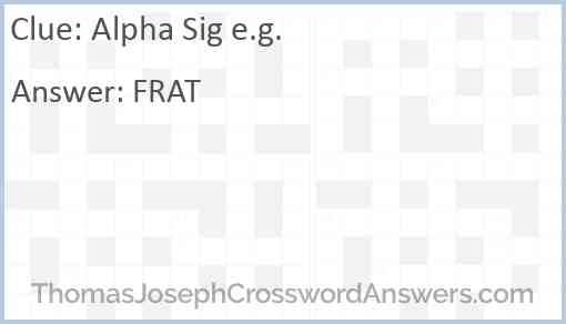 Alpha Sig e.g. Answer