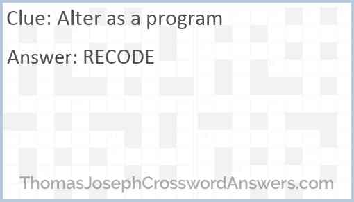 Alter as a program Answer