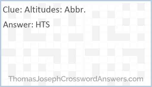 Altitudes: Abbr. Answer