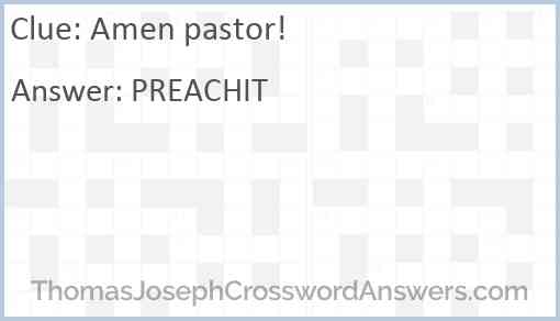 Amen pastor! Answer