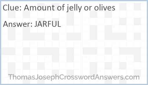 Amount of jelly or olives Answer
