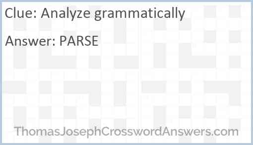 Analyze grammatically Answer