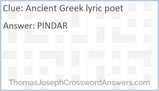 Ancient Greek lyric poet Answer