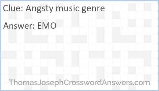 Angsty music genre Answer