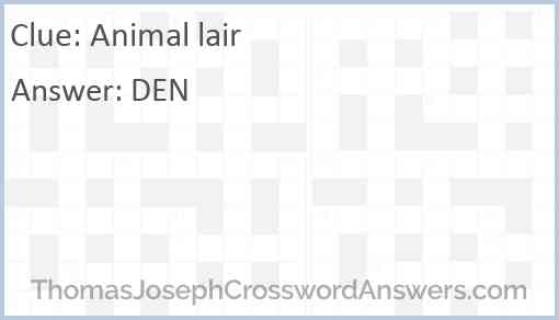 Animal lair Answer